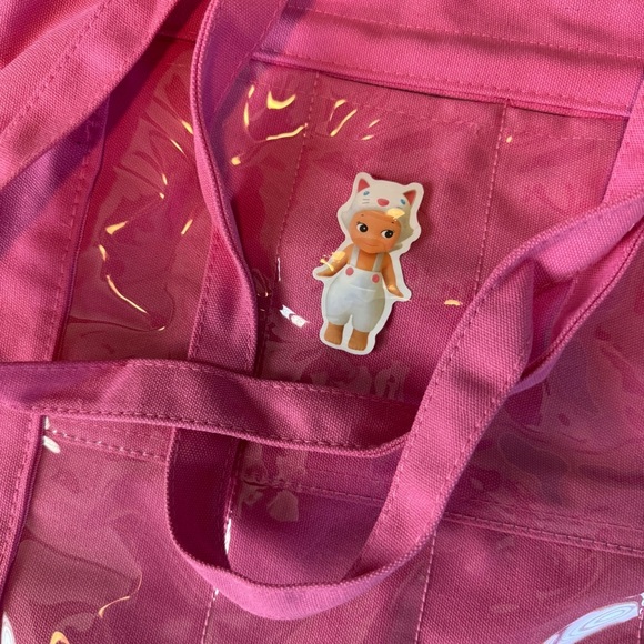 Pink Tote Bag with Clear Panel - Picture 7 of 9